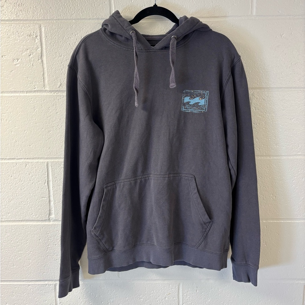 Billabong Wave Graphic Pullover Hoodie | Size L | Gray Blue Surf